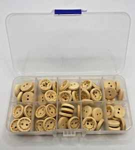 100Pcs 15mm Handmade With Love Wooden Buttons Box Set Baby Cardigan Knitting - Picture 1 of 8