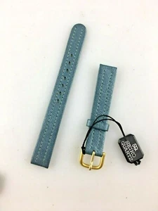 CINTURINO OROLOGIO SEIKO ATTACCO 13MM AZZURRO PELLE FIBBIA ORIGINALE VINTAGE - Foto 1 di 1