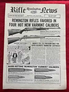 Pubblicità stampa vintage 1960 Remington Rifle News nylon 66, 552, 572, 512, 514 e 511 - Foto 1 di 7
