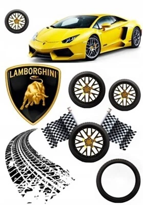 Car Essbar Sport Car Lamborghini Deko Tortenaufleger Torte Geburstag Zuckermasse - Bild 1 von 4