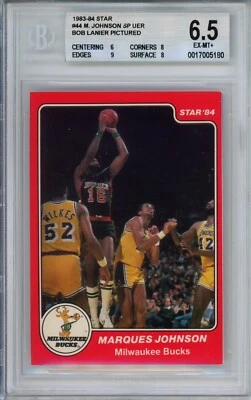 Estrella #44 M. Johnson SP Bob Lanier 1983-84 en la foto BGS 6,5 como nuevo + error raro Foto 1 de 2
