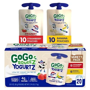 GoGo squeeZ yogurtZ Variety Pack, Strawberry & Banana, 3 oz (Pack of 20) - Picture 1 of 10