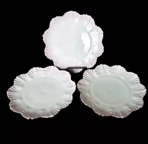 3 Vintage Carlsbad BFHS Austria Dessert Plates Pink Embossed Scalloped Edge 7.3” - Picture 1 of 11