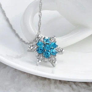 Collares Colgantes Cristal Copo de Nieve Flor Plata Joyería Regalo para Mujer - Imagen 1 de 4
