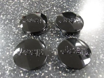 JEEP Black JEEP Center Caps SET OF 4 NEW OEM MOPAR - Image 1 of 4
