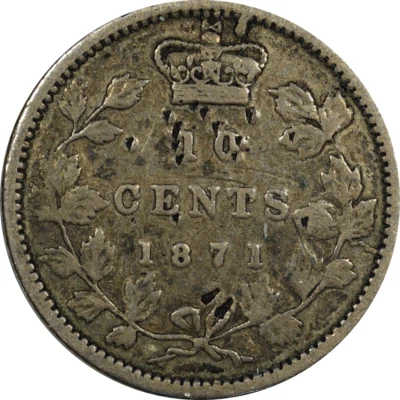 1871 Canada 10 Cents VG with Damage - Image 1 of 2