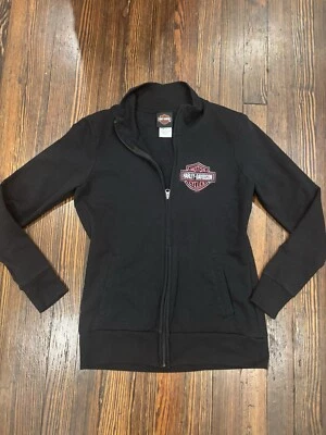 Harley Davidson Mujer Negro Rosa Logo Cremallera Sudadera Talla M Alas de Ángel Corsé Foto 1 de 4