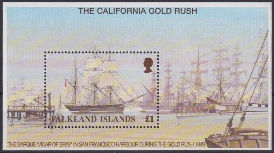 F-EX26444 FALKLAND IS MNH 1999 CALIFORNIA GOLD RUSH SHIP VICAR OF BRAY.  - Image 1 of 1