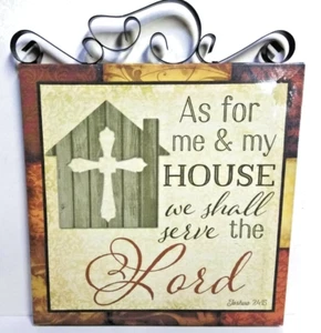 Arte de pared enmarcado en lienzo As For Me & My House We Will Serve The Lord cita 8" x 9" - Imagen 1 de 7