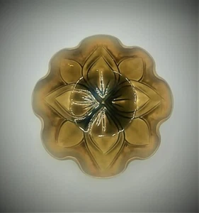 Signed Pottery Wheel thrown fluted and Carved Lotus Flower Bowl 7.5" diameter - Picture 1 of 6