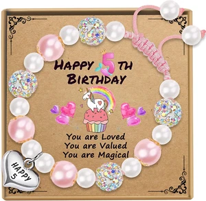 Birthday Gifts for Girls, Beaded Bracelets as 1 3 4 5 6 7 8 9 10 11 Year Old Bir - Picture 1 of 12