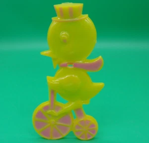 Vintage Rosbro Duck On Bike Sucker Lollipop Candy Container Toy Hard Plastic - Picture 1 of 4