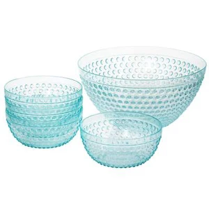 Gibson Home Plastic Bowl Set w Serving Bowl in Light Blue - Picture 1 of 1