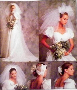 Vogue Wedding Veil Sewing Pattern 5 Tier Cap Headband Bow New Old Stock 2197 - Picture 1 of 3