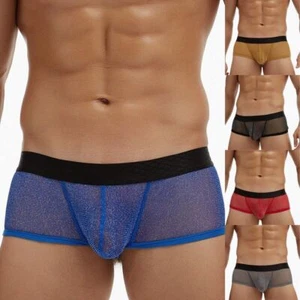 Low Waist Men's Boxers with See Through Mesh Pouch Bag Trunks Underpants M 2Xl - Picture 1 of 41