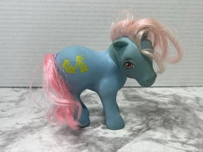Vintage My Little Pony G1 Happy Tails Squeezer Blue MLP Pink Hair Puppies 1983 - Image 1 of 4