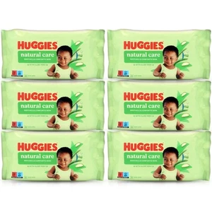 6x Huggies Natural Care Gentle Aloe Vera Baby Wipes 56's (336 Wipes) - Picture 1 of 1
