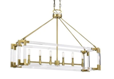 Lámpara de araña lineal Metropolitan N7356 Prima Vista 6 luces 38" W - antigua envejecida Foto 1 de 2