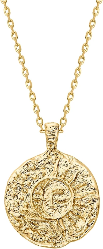 PAVOI 14K Gold Plated Engraved Coin Pendant Necklaces for Women | Byzantine Coin