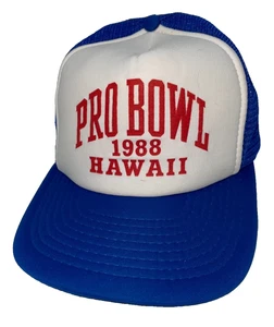 Vintage NFL 1988 Pro Bowl AFC NFC White Mesh Trucker Cap Hat Hawaii Football - Picture 1 of 3