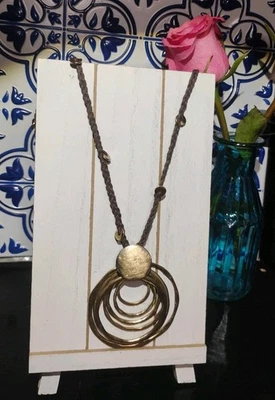 Collar Robert Lee Morris Soho Boho Círculos Martillados GP Cordón Trenzado LEER DESC Foto 1 de 4