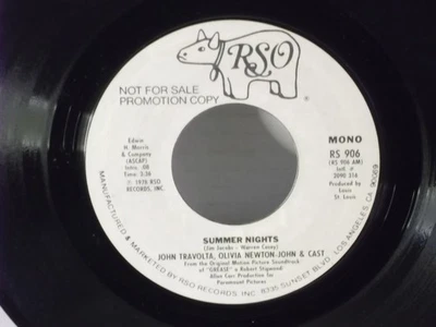 Оливия Ньютон-Джон, Джон Траволта, RSO 906 «Летние ночи» США, 7 «45, 1978 промо, хит, M - Изображение 1 из 2