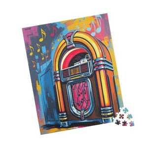 Retro Jukebox Puzzle - Pop Art Jigsaw Game Music Lovers Gift - Picture 1 of 4