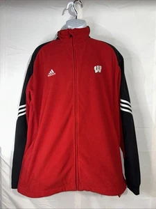 University Of Wisconsin Adidas Full Zip Fleece XL W/Pockets Red -Nice - Picture 1 of 10