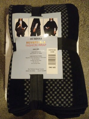 Ike Behar Women's Reversible Fashion Wrap One Size Black/gray 100% Polyester - Image 1 of 4