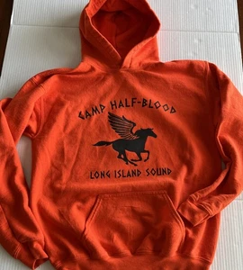 Percy Jackson Camp Half Blood Youth XL Orange Hoodie Sweat Shirt No String - Picture 1 of 6