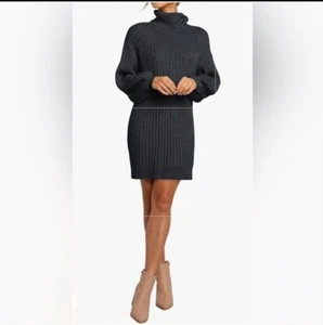 New Womens Black Turtleneck Long Sleeve Sweater Dress / Size medium - Picture 1 of 11