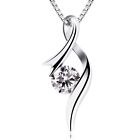 Women Elegant 925 Silver Necklace Pendant Cubic Zircon Wedding Chain Jewelry New