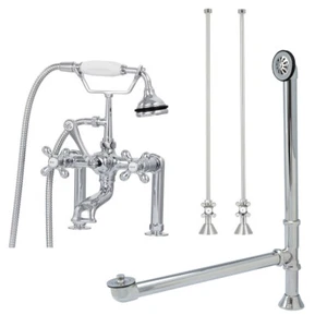 Randolph Morris Clawfoot Tub Rim Mount Faucet Set with Lift and Turn Drain - Picture 1 of 1