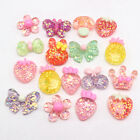 50 Mixed Color Flatback Resin Glitter Crystal Assorted Butterfly Flower Cabachon