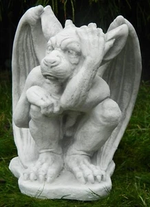 Beton Figur Drache Gargoyle Torwächter H 27 cm Dekofigur und Gartenskulptur - Bild 1 von 5