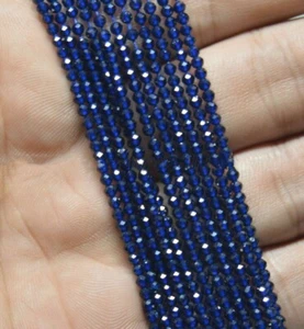 Wholesale 10 Strands 2mm Faceted Dark Blue Jade Gemstone Round Loose Beads - Picture 1 of 6