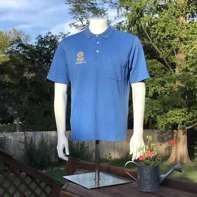 Vintage 80s Hartwell Mens L Polo Shirt Epcot FL Blue Single Stitch Made In USA - Image 1 of 4