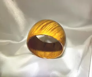 Big Island Hawaiian Curly Koa Wood Wide Bangle Bracelet 9" 2" wide - Picture 1 of 7