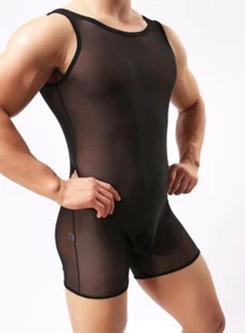 Sexy Camiseta Para Hombres Malla Transparente Peluche Manga Corta Rejilla Club Nocturno Prendas para el torso Transparente - Imagen 1 de 6