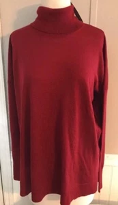 JCrew Turtleneck Merino Wool sweater side slits Golden Burgundy Red Small H1610 - Picture 1 of 12