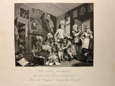 THE RAKES PROGRESS PROFESSORS 1833 WILLIAM HOGARTH ANTIK STAHLSTICH ENGRAVING 2 - Bild 1 von 4