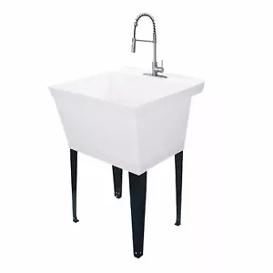 Tehila Utility Lavello con Rubinetto Estraibile Bobina Finitura Inox Arco Alto 19 Gall - Foto 1 di 10