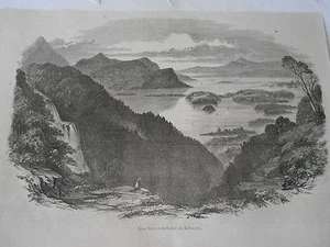 Lacs Turc Killarney Landscape Irlande Antique Old Print 1854 - Picture 1 of 1