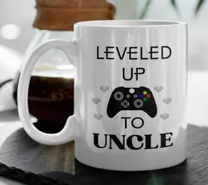 Onkel Leveled Up Controller Kaffeebecher Videospieler Baby enthüllen Geschenk von Schwester - Bild 1 von 5