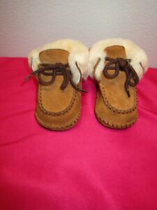 UGG Boots Infant Toddler Baby Chestnut Brown Suede Tie Size 0/1