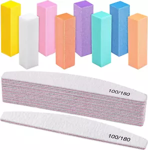 18 Count 100/180 Grit Nail Files and Nail Buffers Set Double Sided - Picture 1 of 7