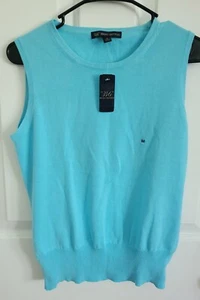 Brooks Brothers 346 blau Baumwolle Strick U-Ausschnitt gebänderter Saum Tank Weste Gr. M NEU - Bild 1 von 7