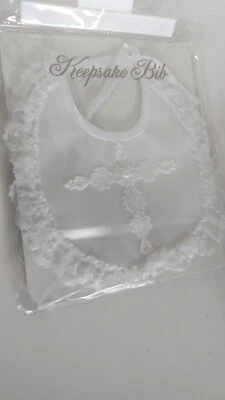 NUEVO Babero Bautizo Bautizo Blanco Recuerdo De Colección Bebé Niña Niño Foto 1 de 4