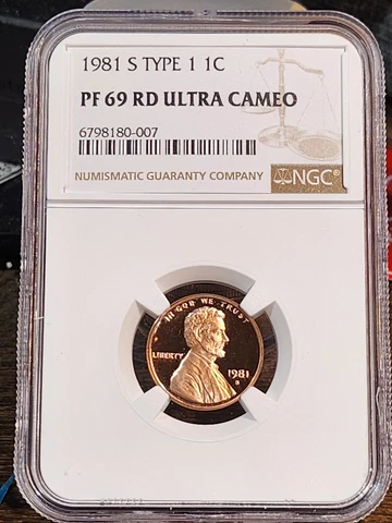 1981 S TYPE 1, Lincoln 1c, NGC Certified PF 69 UCAM RD, 0-007 Cover