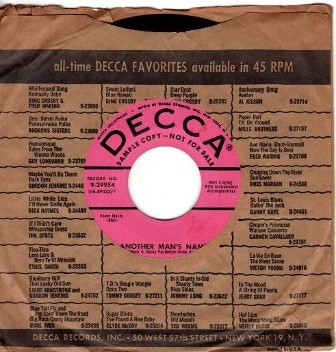 Jimmy & Johnny – Another Mans Name / Til The End Of The World 7" Promotional  45 - Image 1 of 4